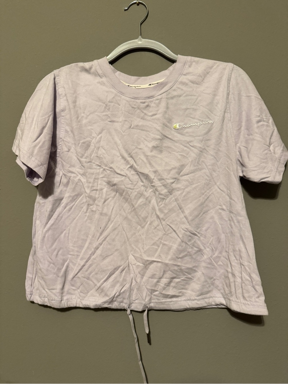 Champion Lavender Crewneck Tee with Embroidered Logo